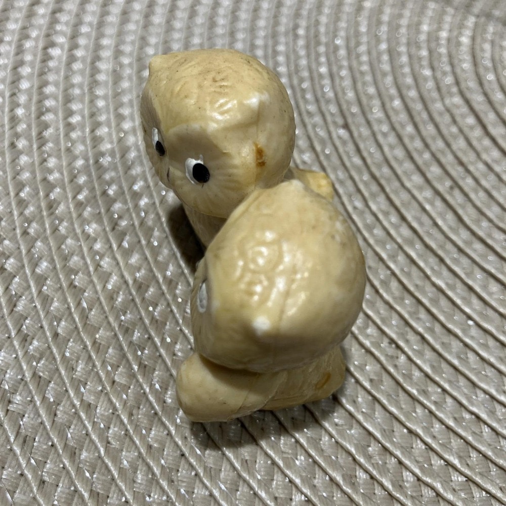 Vintage Side Eye Owl Couple Hong Kong Kitsch Hard Plastic Tan Mini Owl Figurine - Picture 8 of 16
